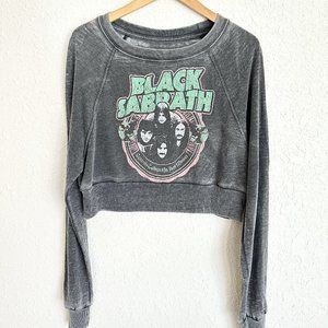 RECYCLED KARMA Cropped Sweathshirt BLACK SABBATH Overized XS NWOT Comfy Soft